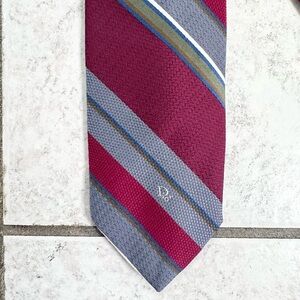 Vintage Christian Dior Signature Red Classic Neck Tie Polyester / Silk